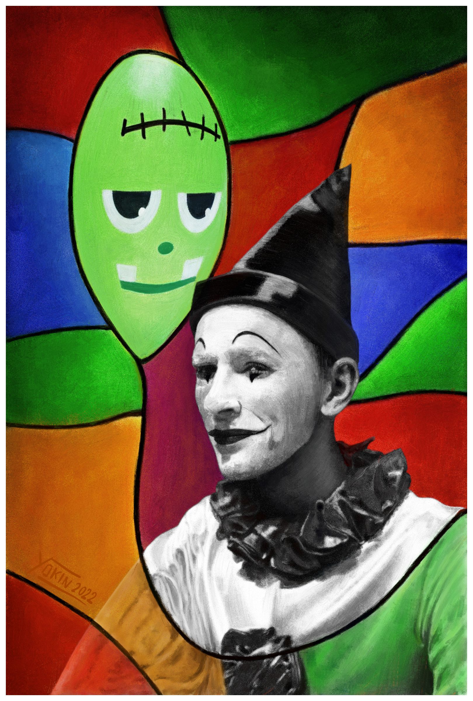 THE CLOWN - Painting by Yokin.